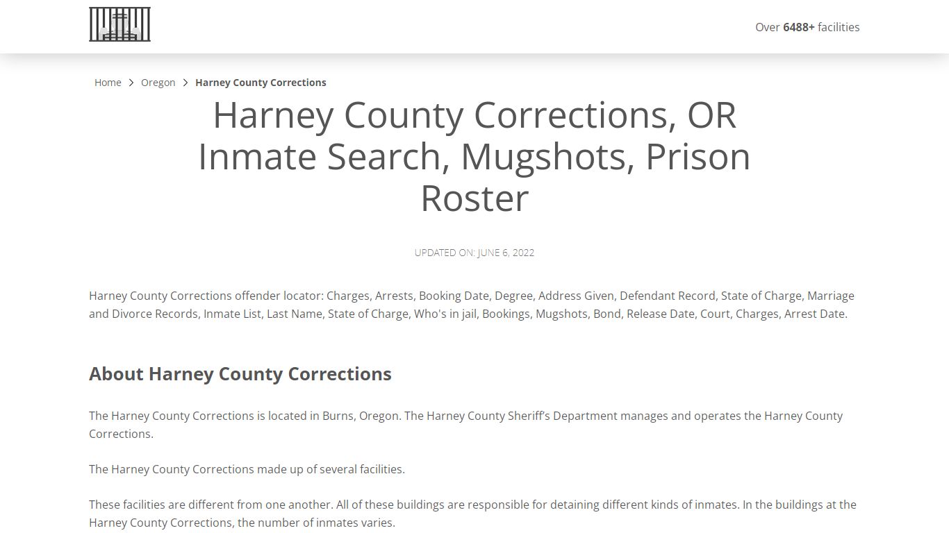 Harney County Corrections, OR Inmate Search, Mugshots ...